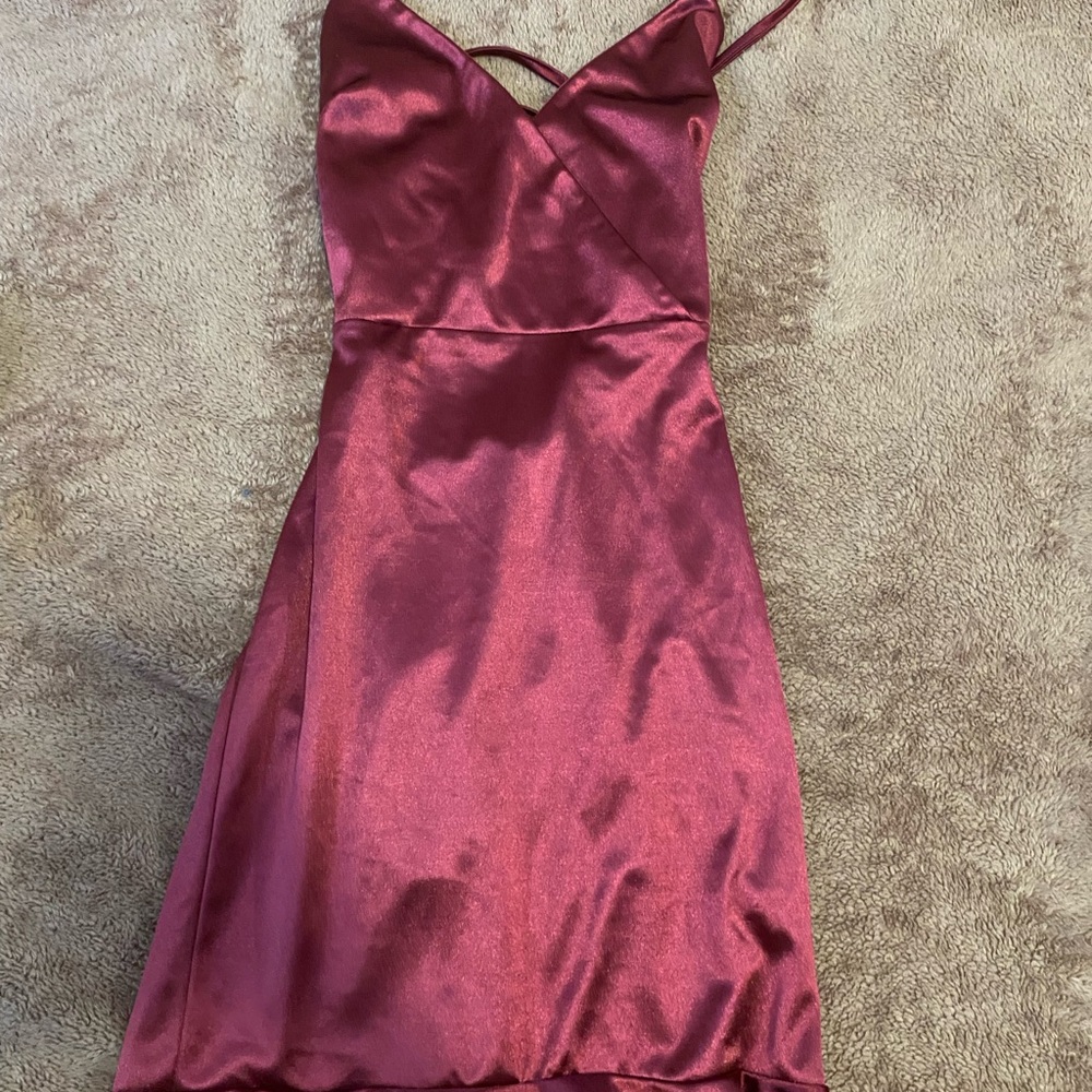 Windsor Burgundy Satin Mini Slip Dress